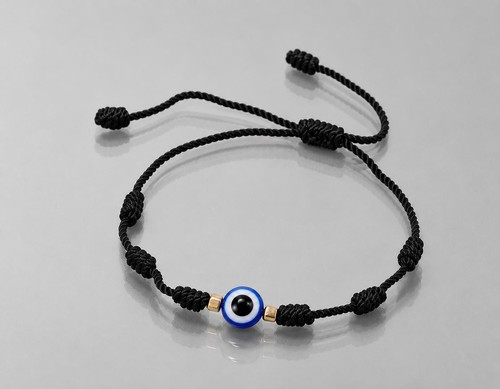 Black evil eye bracelet - black,
