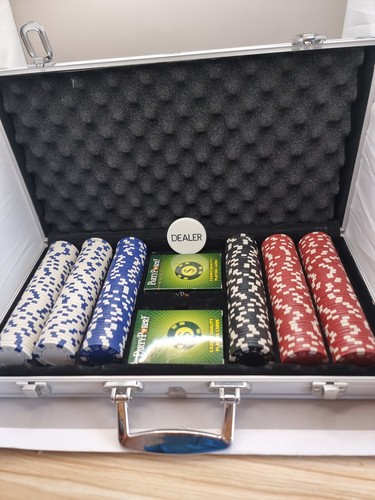Party poker set metal - poker, case
