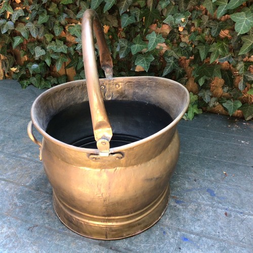 Large brass coal bucket - large,