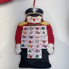Vintage Christmas Nutcracker Hanging Padded Fabric Pocket Advent Calendar GC