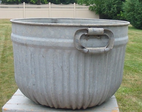 Vintage galvanized ribbed wash - vintage,