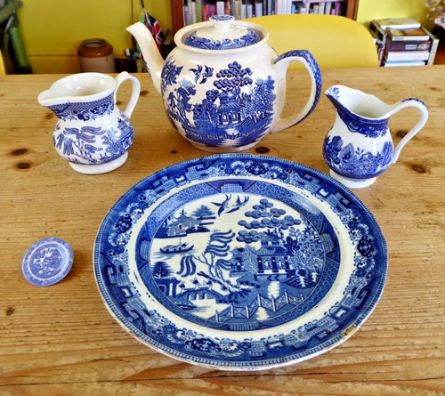 Pcs vintage willow pattern - vintage,