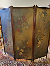 Floral Screen Antique Room Divider Flower Still Life Oil Painting Interior