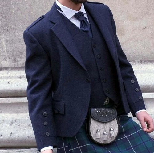 Men navy blue - navy, wool