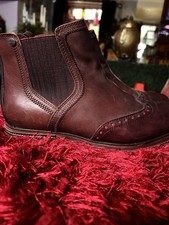 Tamaris Chestnut Brown Real Leather Ankle Boots Super soft Size 4 