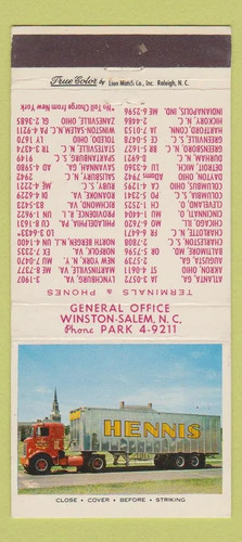 Matchbook cover hennis - cover,