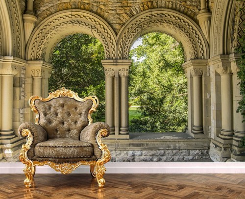 Stone wall arches garden view - wall,