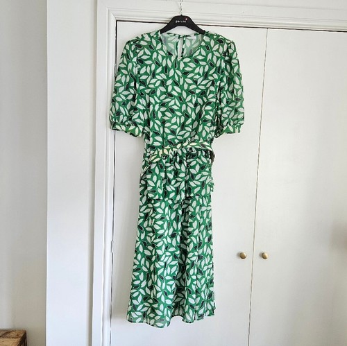 Vintage tea dress green black - vintage,