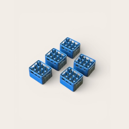 Filled beer crates - x, milk