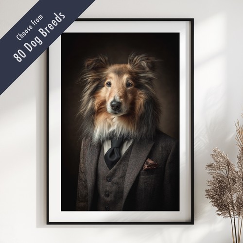 Smartly dressed dog - dressed, portrait