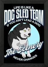Funny Mushing Sleds Dog Framed