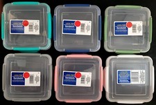 Lock-Top Reusable Sandwich Containers w Lids 4 Clips 2.3 Cups 1/Pk, Select Color