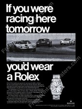 1960s Rolex watch Ford GT40 Porsche 910 race photo vintage ad NEW poster 18 x 24