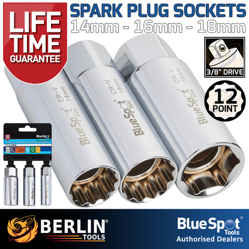 Spark plug sockets 8in - plug, 3/8in