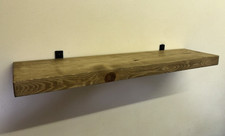 Floating Rustic Wooden Shelf - Solid Chunky Wood Timber Shelves With Brackets