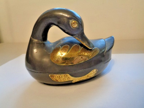 Asian pewter and brass - asian, swan