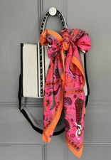 Ladies Bright fuchsia pink Neck Chic Scarf Design Arty Design Print Long Large