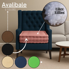 Fleece Booster Cushion Seat Pad 10cm Extra Thick Fibre Filling Chair Cushions UK