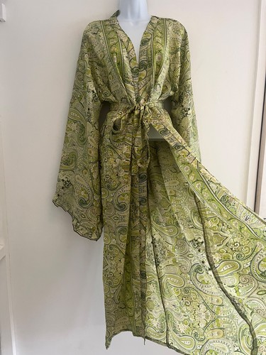 Green silk mix kimono - silk,