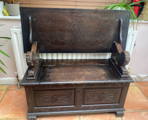 Antique carved solid oak - carved,