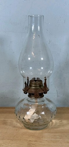Vintage glass oil lamp - vintage,