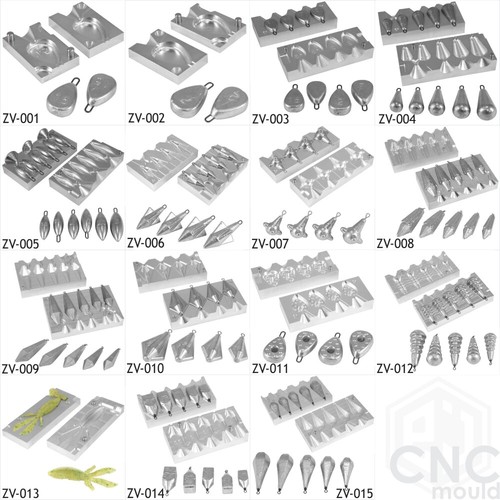 Fishing lead mould - lead, cnc