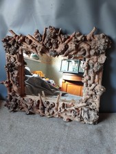 VINTAGE UNUSUAL DRIFTWOOD / GRAPE VINE ROOT  FOLK ART MIRROR