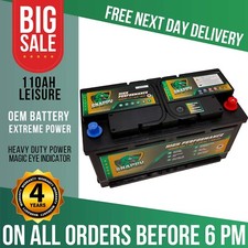 110ah Leisure Battery 12v High Power Deep Cycle 4yr Warranty Caravan Campervan