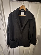 American Vintage Men’s Jacket Fleece Style Size Large Grey Button Up Coat VGC