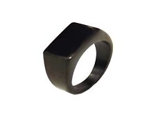 Biker Signet Ring Men Solid Polished Stainless Steel Band Black Size 8 9 10 11