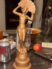 Vintage Art Deco Spelter Figure Candlestick Young Lady