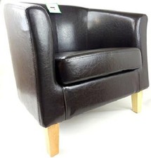 Brown PU Leather Tub Chair
