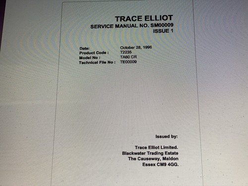Trace elliot ta60 - cr, service