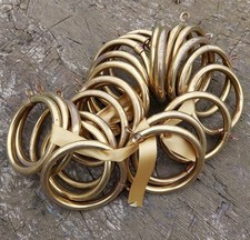 24 x Vintage Brass Curtain Pole Rings - 8cm outer / 6.5cm inner 