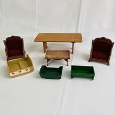 Sylvanian Families Epoch Random Furniture Bundle X7 Vintage Chairs Tables Cots