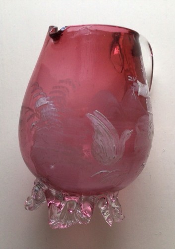 Vintage cranberry glass - , cream
