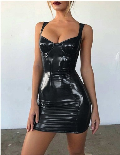 Women latex faux leather - faux,
