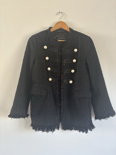 Zara black tweed military - zara,