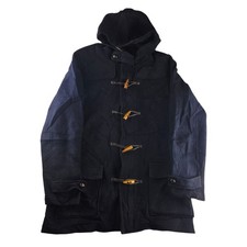 Farah Duffle Coat Mens Medium Navy 80% Wool Toggle Hooded Mid-Length England VGC