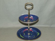 Crown Staffordshire 2-Tier Biscuit Plate Small Cakestand Bird of Paradise 705627