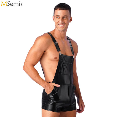 Mens shiny metallic overall - metallic,