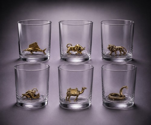 Whiskey glass metal figure - glass,,