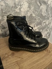 Ladies Black Patent Lace up Doc Martens  Boots Size 7 Good Condition !