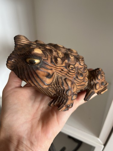 Vintage japanese carved sugi - carved,