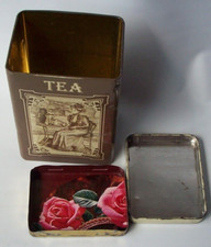 Vintage Antique Tea Caddy Tin used Brown  Ref No 95.