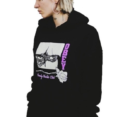 Obey lonely hearts girl black - hearts,