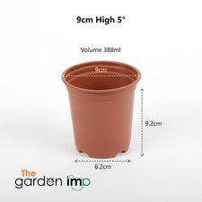 Plant Pots Plastic 9cm 10.5cm 13cm Terracotta Round Full Deep Seed Flower Pot