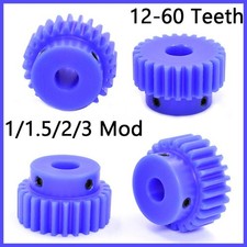 Blue Nylon Spur Gears 1/1.5/2/3Mod Transmission Gear 12-60T With Step Motor Gear