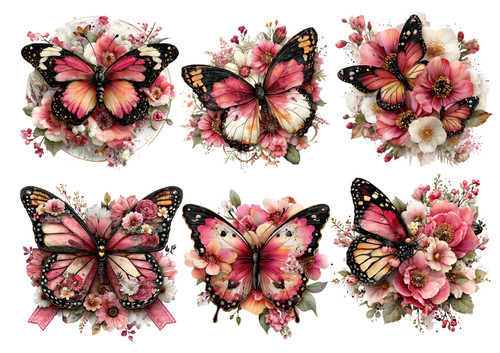 Butterfly flowers 1xa4 - butterfly,,