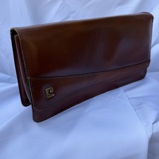 Vintage Pierre Cardin convertible clutch bag shoulder bag brown leather bag